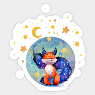 Galaxy Moon Dream Fox Sticker